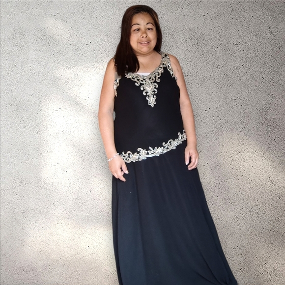 J KARA NEW YORK Black Dress with Gold Accents Women's Size 14 With Jacket NWOT - Picture 13 of 16